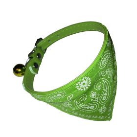 Pet Bell Triangular Binder Cat PU Collar Dog Saliva Towel Scarf For Small Dogs Pet Decorations (Color: Green)