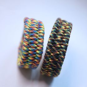 Dog Collar Woven Umbrella Rope Material (Option: Light Rainbow Left-38cm)