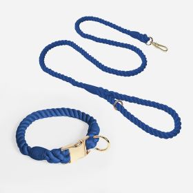 Weaving Gradient Colored Cotton Rope Pet Collar (Option: Navy Blue-XL)