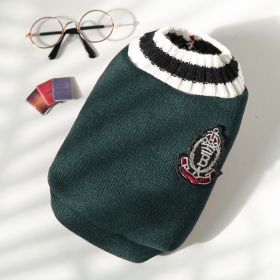 Knitted Vest V-neck Pet Clothes (Option: 278 Badge Sweater Dark Green-XS)