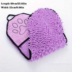 Absorbent Dog Towel, Microfiber Quick Drying Towel Machine Washable With Hand Pockets Pet Towel For Medium Large Dog Super Absorbent Pet Towel Quickly (Color: Purple)