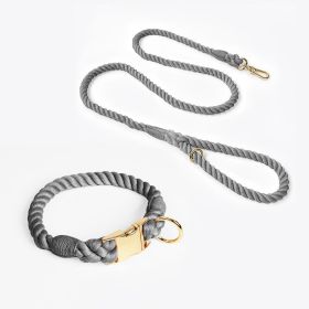 Weaving Gradient Colored Cotton Rope Pet Collar (Option: Dark Grey-XL)