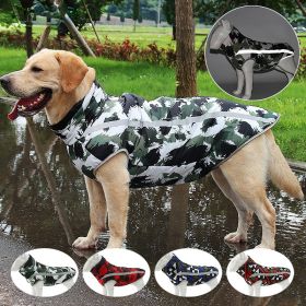 Winter windproof dog warm clothing; dog jacket; dog reflective clothes (colour: Blue grid, size: 3XL)