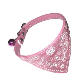 Pet Bell Triangular Binder Cat PU Collar Dog Saliva Towel Scarf For Small Dogs Pet Decorations (Color: Pink)