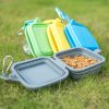 Silicone Collapsible Pet Bowl Double Portable Travel Bowl Equipped with Aluminum Hook Clip