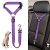 Solid Color 2 In 1 Pet Car Seat Belt Nylon Lead Leash Backseat Safety Belt Adjustable For Dog & Cat