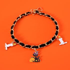 Pet Halloween Collar Velvet Dripping Bat Accessories (Option: Pumpkin Cat-L)