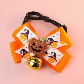 Pet Cat Dog Pumpkin Bow Tie Big Bell Decorations (Option: Orange Bell-S21to30cm)