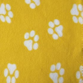 Dog Double-sided Fleece Blanket Warm Pet Blanket Cat Dog Paw Blanket Mattress Pet Pad (Option: Yellow Bottom White Claws-60x40cm)